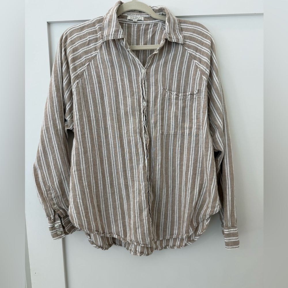 Z Supply perfect linen striped top (pebble moon)